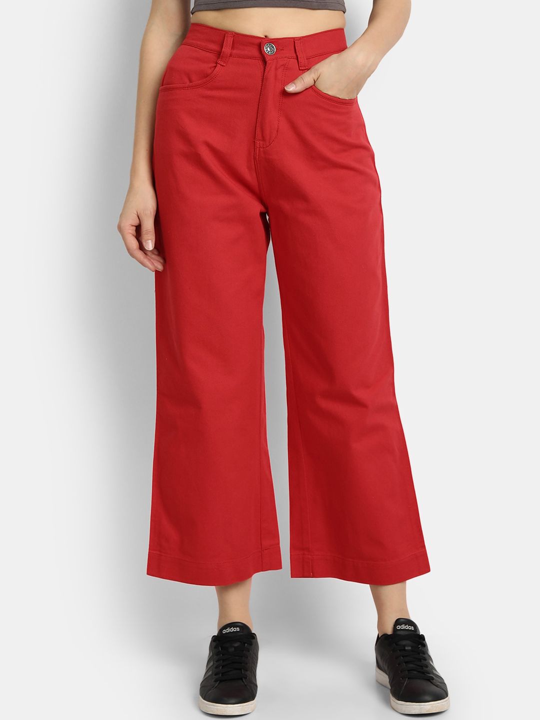 River Of Design Jeans Women Red Wide Leg High-Rise Jeans