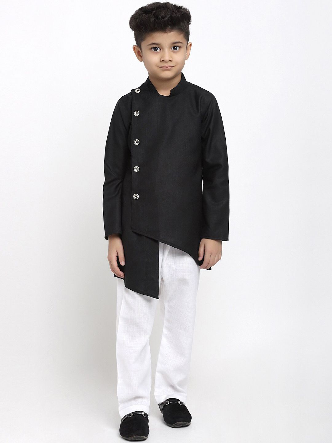 TREEMODA Boys Navy Blue Linen Kurta With Pajamas-picture-46