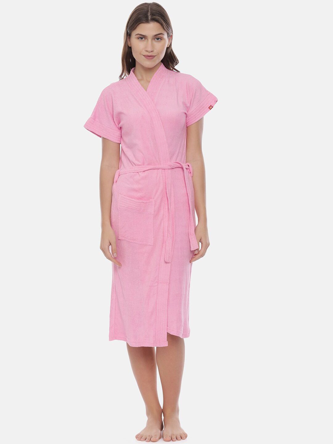 GOLDSTROMS Women Pink Solid Cotton Bath Robe-picture-14