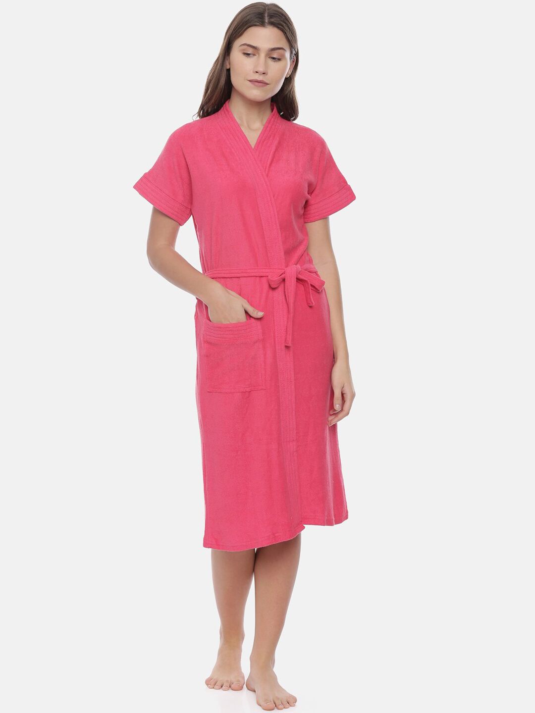 GOLDSTROMS Women Pink Solid Cotton Bath Robe-picture-25