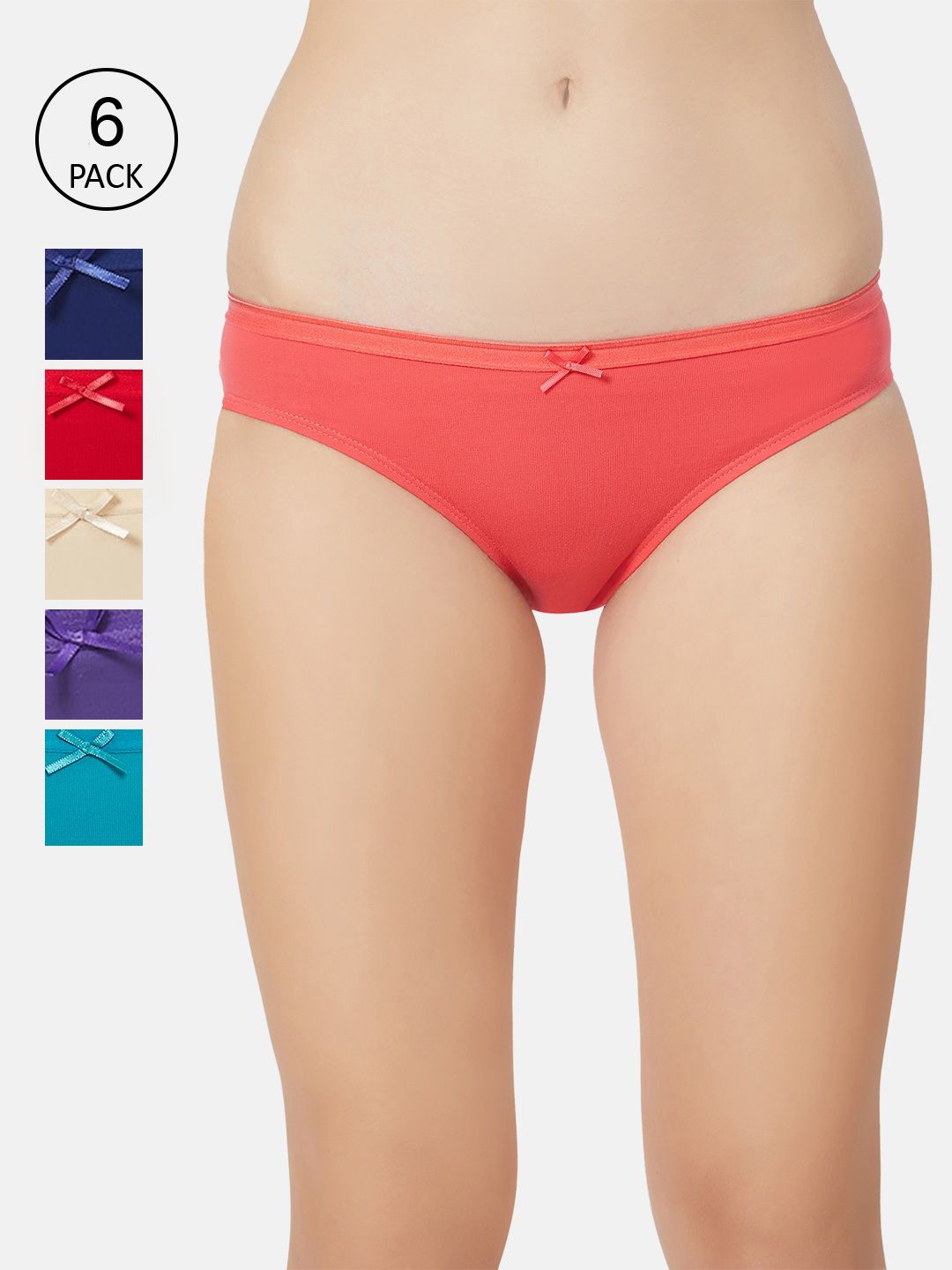 Soie Women Pack Of 6 Solid Classic Basic Briefs 6BF-18PACK 3-picture-12