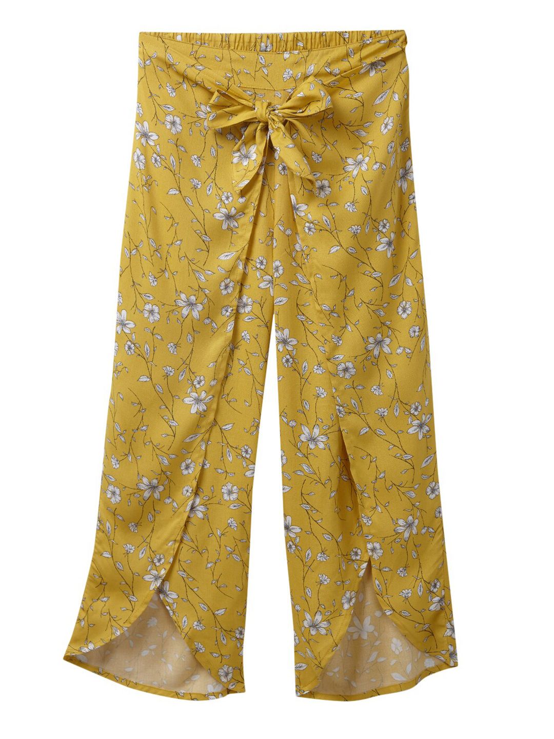 Cub McPaws Girls Yellow & White Floral Printed Palazzos-picture-17