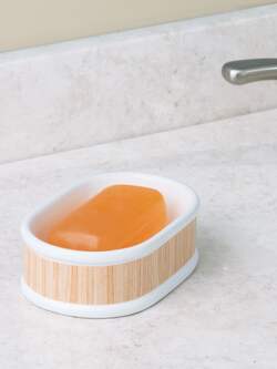 INTERDESIGN - INTERDESIGN Pack of 2 White & Beige RealWood Soap Dish