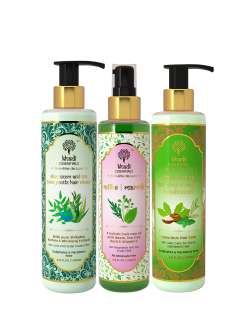 KHADI ESSENTIALS - KHADI ESSENTIALS Marmik Hair Oil & Aloe-Neem Shampoo With Thyme Conditioner 600ml