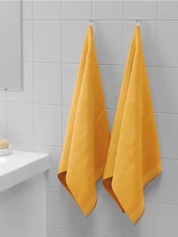 Himeya - Set Of 2 Yellow Solid Ultra Soft High Absorbent 550 GSM Ruffle Sustainable Bath Towels