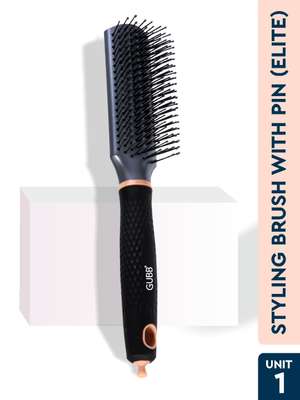 GUBB Unisex Black Elite Range Styling Hair Brush Comb With Pin