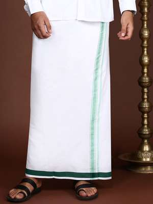 WHITE HEART Men Cotton Layer Dhotis