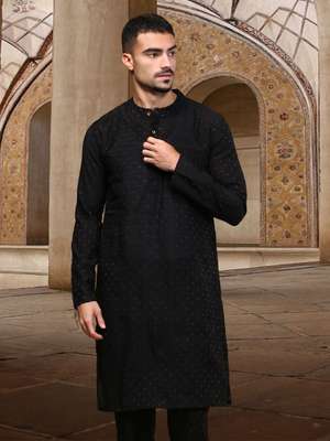 WHITE HEART Men Woven Design Kurta