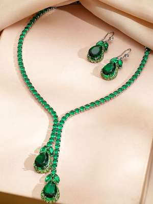 Rubans Rhodium Plated Jewellery Set