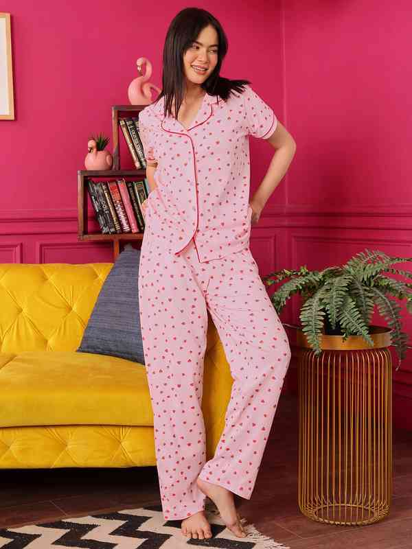 night dresses for women Night Suit for Women - Navy Viscose Floral Print main image 1