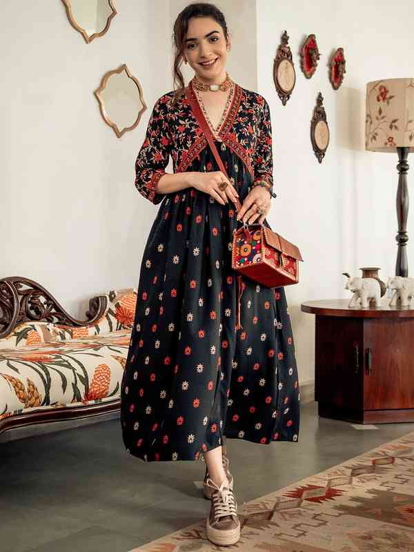 chinese dress ladies Printed Marron Long Maxi Dress main image 0