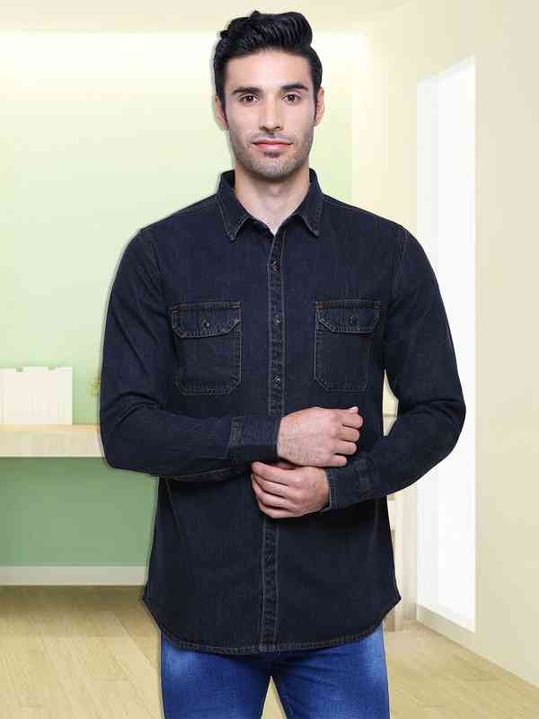 Men Black Denim Shirts - Buy Men Black Denim Shirts online in India Men Black Denim Shirts - Buy Men Black Denim Shirts online in India
