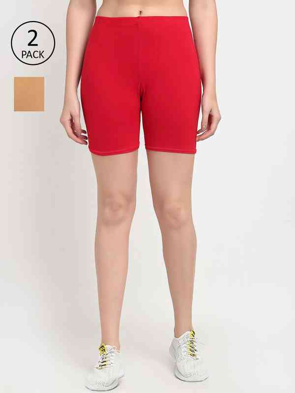 BONOTIE Women's Running Shorts With Socks - High Waist, Quick-Dry, Pockets, Summer Red, Size Small - View #6