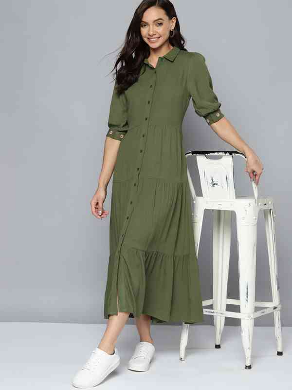 Peppermint Olive Casual Dress 7041888.htm - Buy Peppermint Olive Casual  Dress 7041888.htm online in India