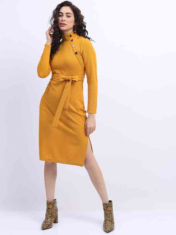 Tokyo Talkies Yellow Printed Dress - Buy Tokyo Talkies