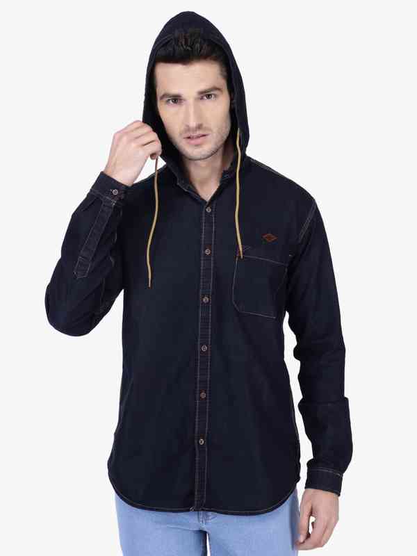 Men Denim Hooded Shirt - Buy Men Denim Hooded Shirt online in India