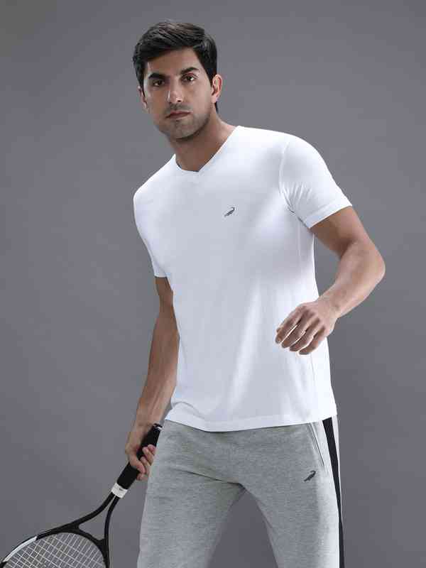 thumbnail image 2 of Short-Sleeve Men's V Neck T-Shirts L / White 2 of 13