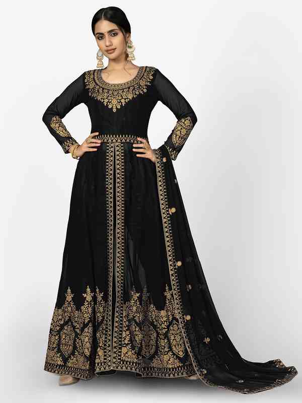 black prom dresses glitter Zapakasa Women Glitter Black Tiered Prom Dress with Slit A-line Sweetheart  Evening Dress