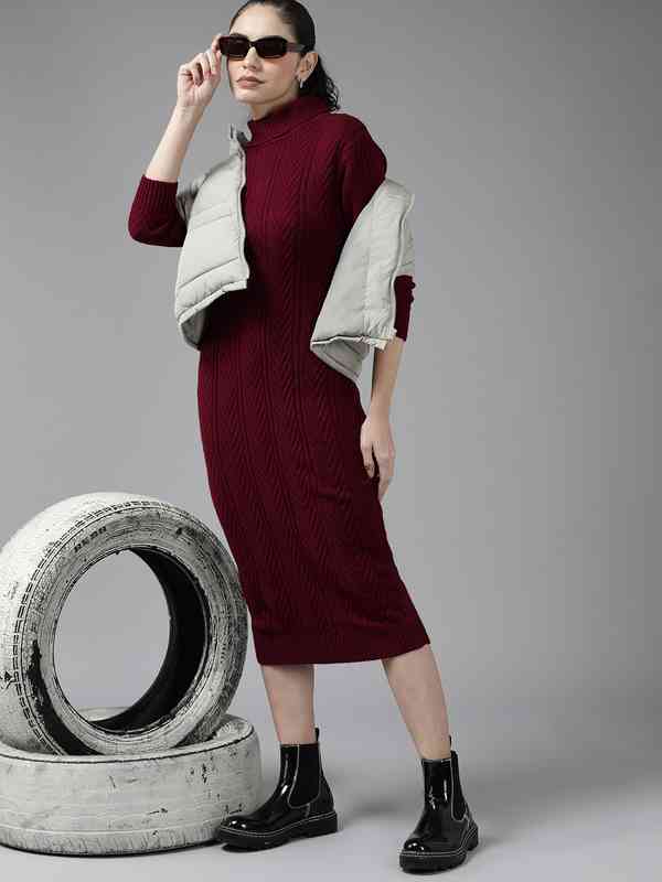 casual dress sweaters Zeagoo Womens Casual Sweater Dress Square Neck Knit Long Sleeve Dress –  ZEAGOO main image 1