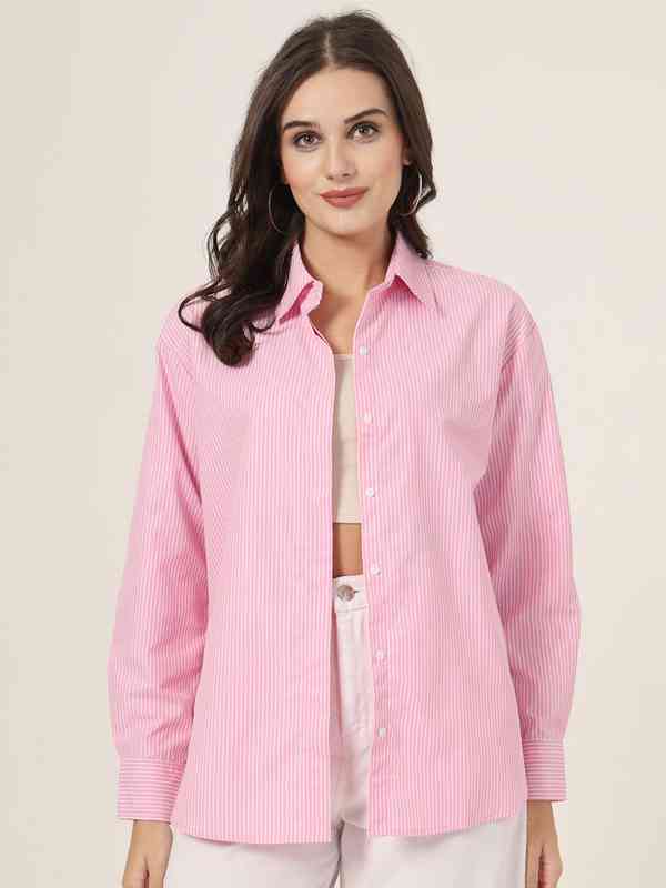 Nykaa Fashion Style Quotient Pink Button Up Short Sleeve Shirt