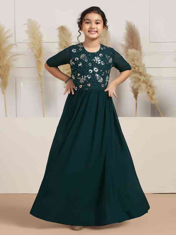 green lace dress maxi Mountain Green Hawaiian Girl Rayon Dress for Kids 14 / Green
