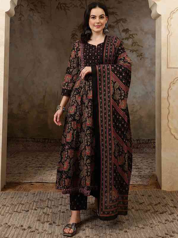kalamkari anarkali dress designs Maroon Floral Kalamkari Anarkali Set  Aamra by Lavanya