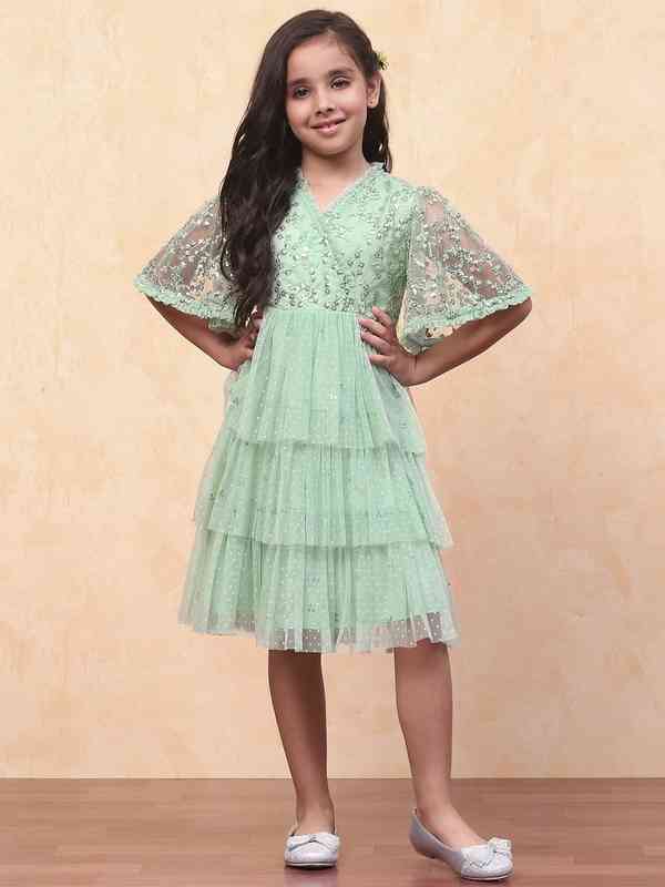 green leaves cut out midi dress Inès lace floral embroidered cut-out midi dress in Green main image 1
