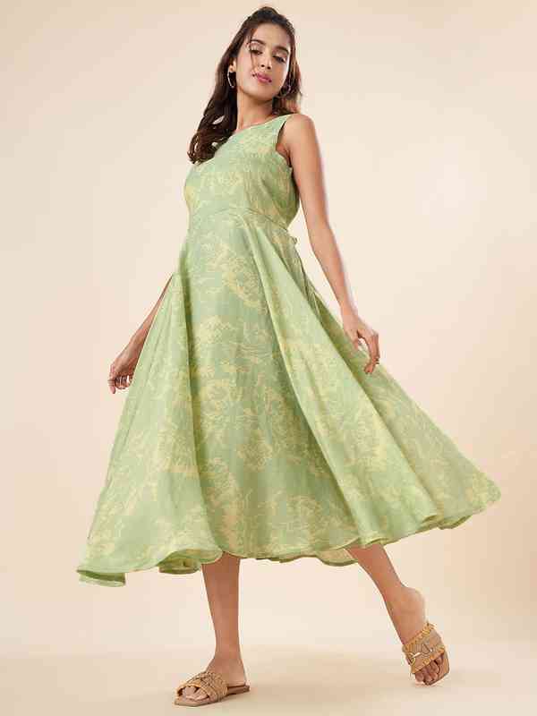 green lace fit and flare dress N Q1389 main image 1