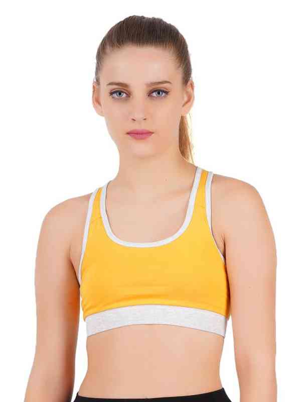 yellow off white sports bra