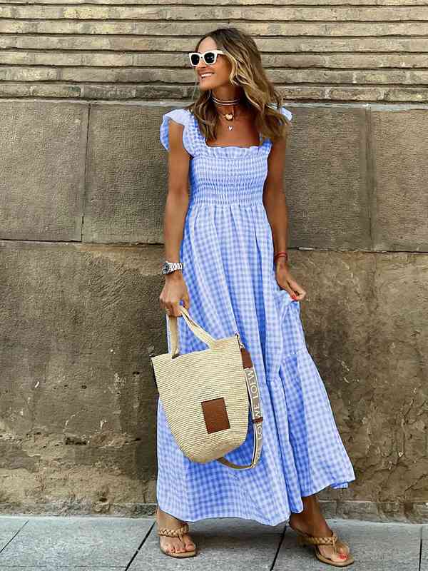 blue checks dress Blue Checkmate Dress XL main image 1