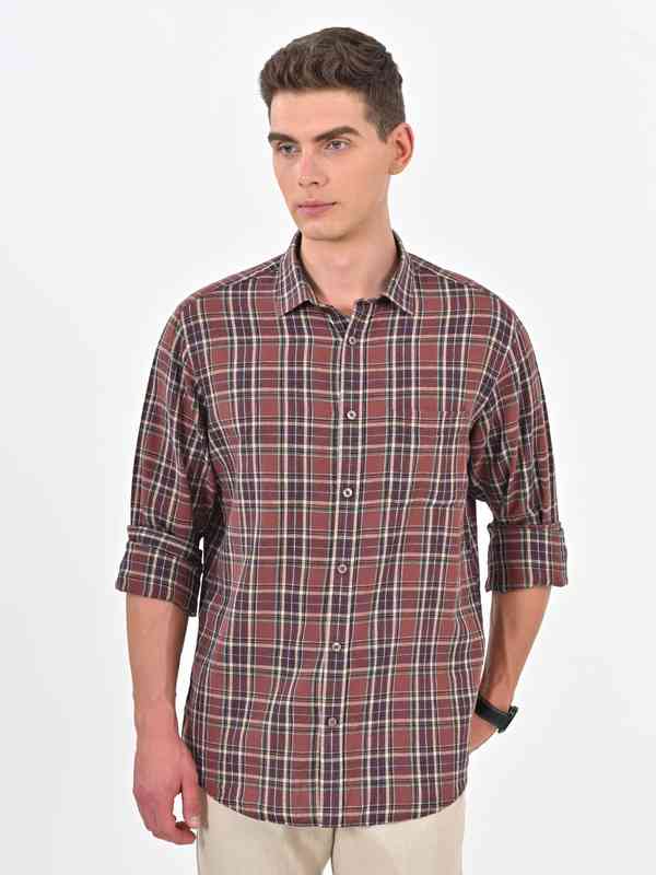 COTTON CHECK SHIRT / BROWN CHEC size1 Check cotton shirt - Brown