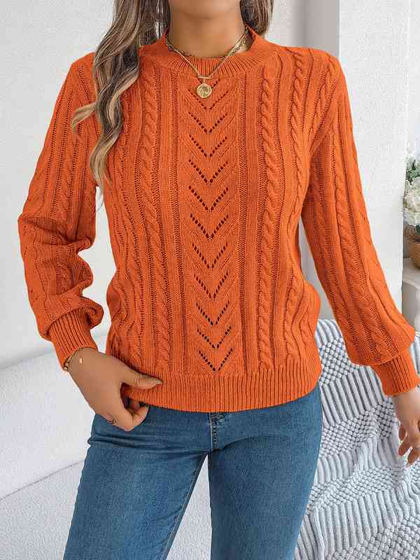Saloogoe Women's Long Sleeve Sweatshirt - Fall Loose Fit Crewneck Sweater In J-Orange, Medium - View #3