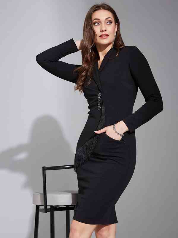Tonga Black Skater Dress With White Piping 3515938 Htm - Buy Tonga Black  Skater Dress With White Piping 3515938 Htm online in India