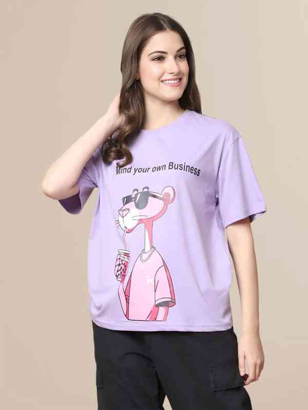 Ajio Souled Store Baggy Pink T Shirt Pink Panther Tshirts Buy Pink