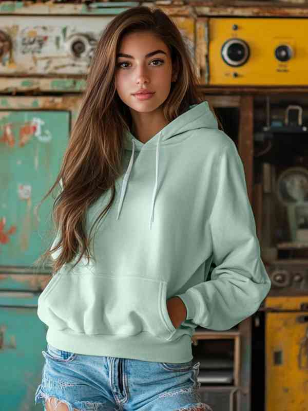 Sea Green Solid Hooded Sweatshirt 7677560.htm - Buy Sea Green