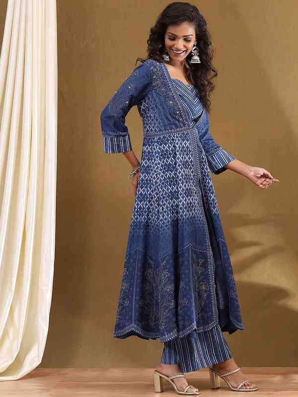 Bimba Women's Black Anarkali Kurta – 3/4 Sleeve Indian Formal Top (Cotton) - View #11