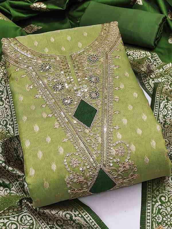 green dress material Sea Green Pure Linen Suit Material (Unstitched) main image 0
