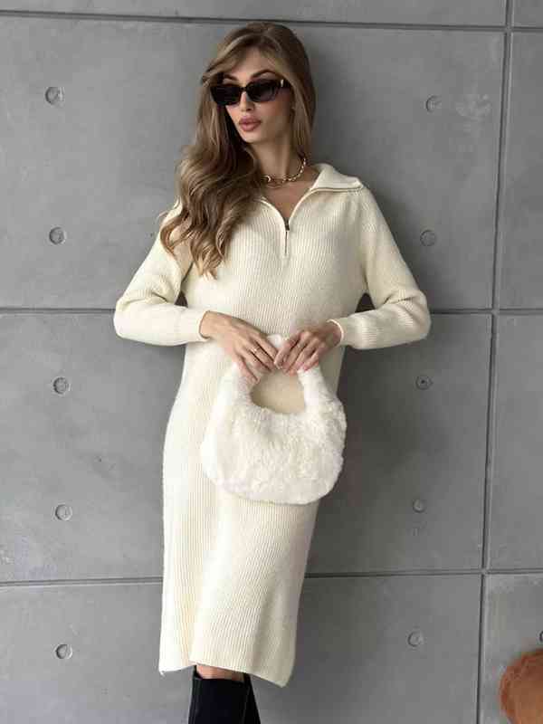 cream coloured sweater dress UNDRESS ALEXA CREAM MINI SWEATER DRESS