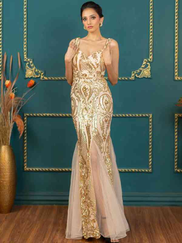 golden dress online india Buy Taro India Dresses for women online at ScrollnShops Brown / 4XL main image 0
