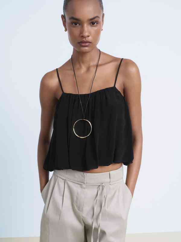 Black Balloon Sleeves Top For Women - Buy Black Balloon Sleeves