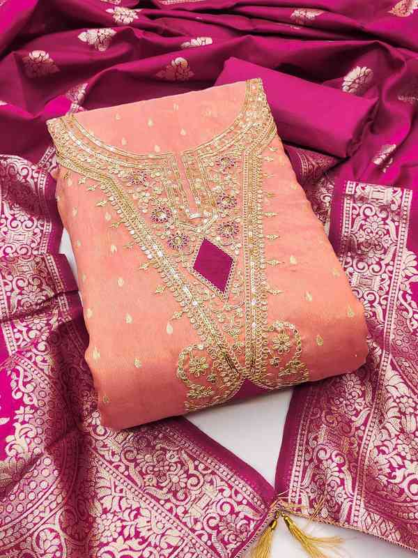 Peach Women Sarees Dress Material Indian By Bahubali - Buy Peach Women  Sarees Dress Material Indian By Bahubali online in India