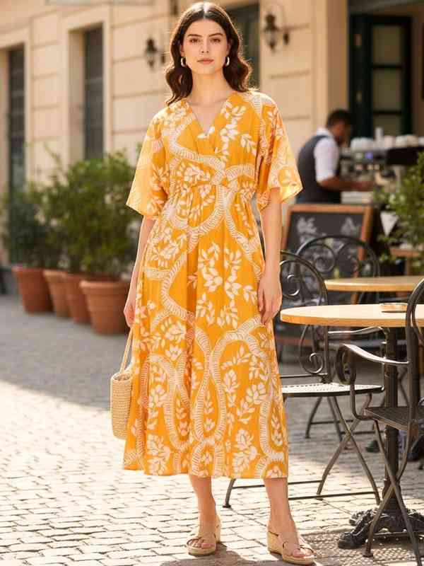 knee length dresses for ladies Paulmi & Harsh Lime Yellow Maxi Dress main image 1