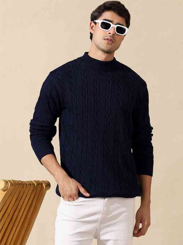 Navy Blue Men Sweaters High Neck - Buy Navy Blue Men Sweaters High