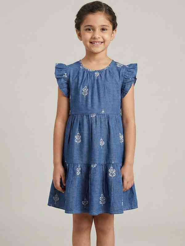 denim dress for concert The Bonnie Mob Indigo Terry Dress With Pockets Denim Tee Pee Print main image 1