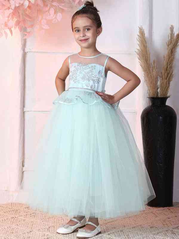 Sea Green Self Design Party Dress - Buy Sea Green Self Design Party Dress  online in India