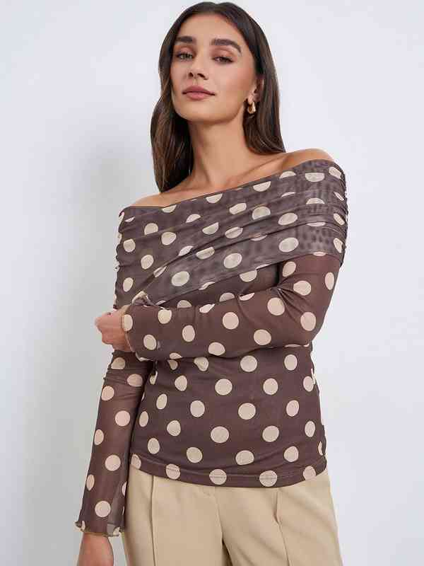 CLANE - メッシュ フォーム スリーブ ブラウス - MESH FORM SLEEVE