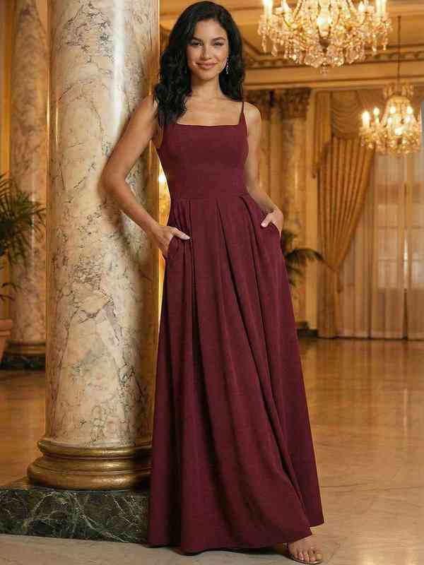 best formal dress to hide tummy Halley Rhinestone Embellished Maxi Dress