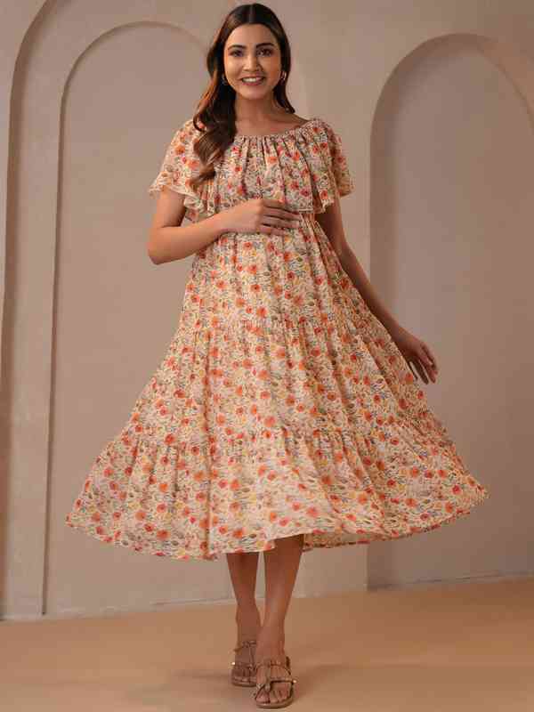 Beige Women Dresses Off Shoulder - Buy Beige Women Dresses Off