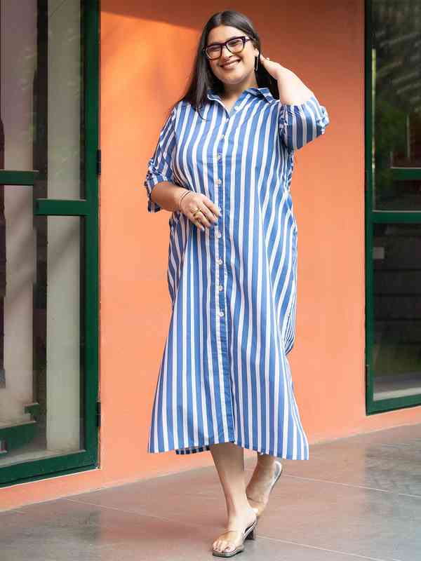 sheller fringe stripe shirt dress シェリエ sheller