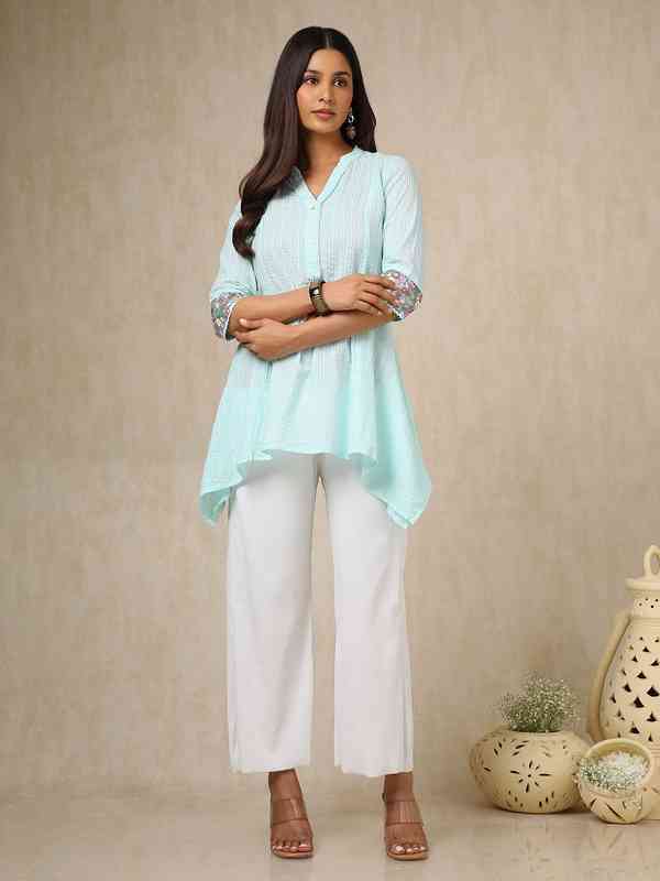Off White Striped Fit Palazzo Pants 3596500.htm - Buy Off White